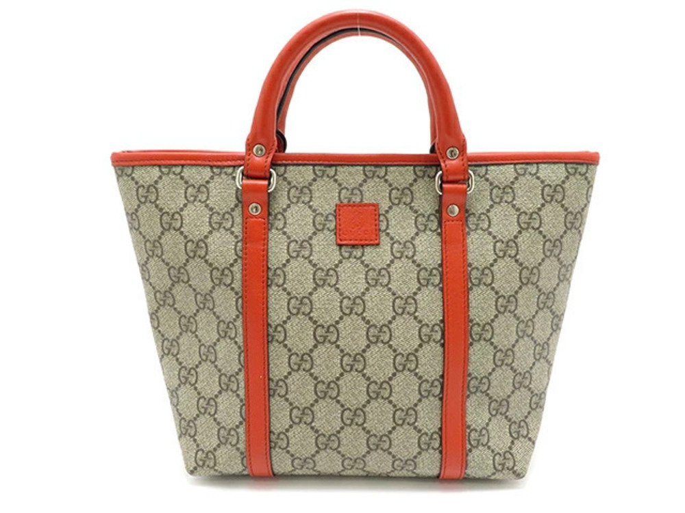 Gucci Handbag Red Beige Cream Calfskin